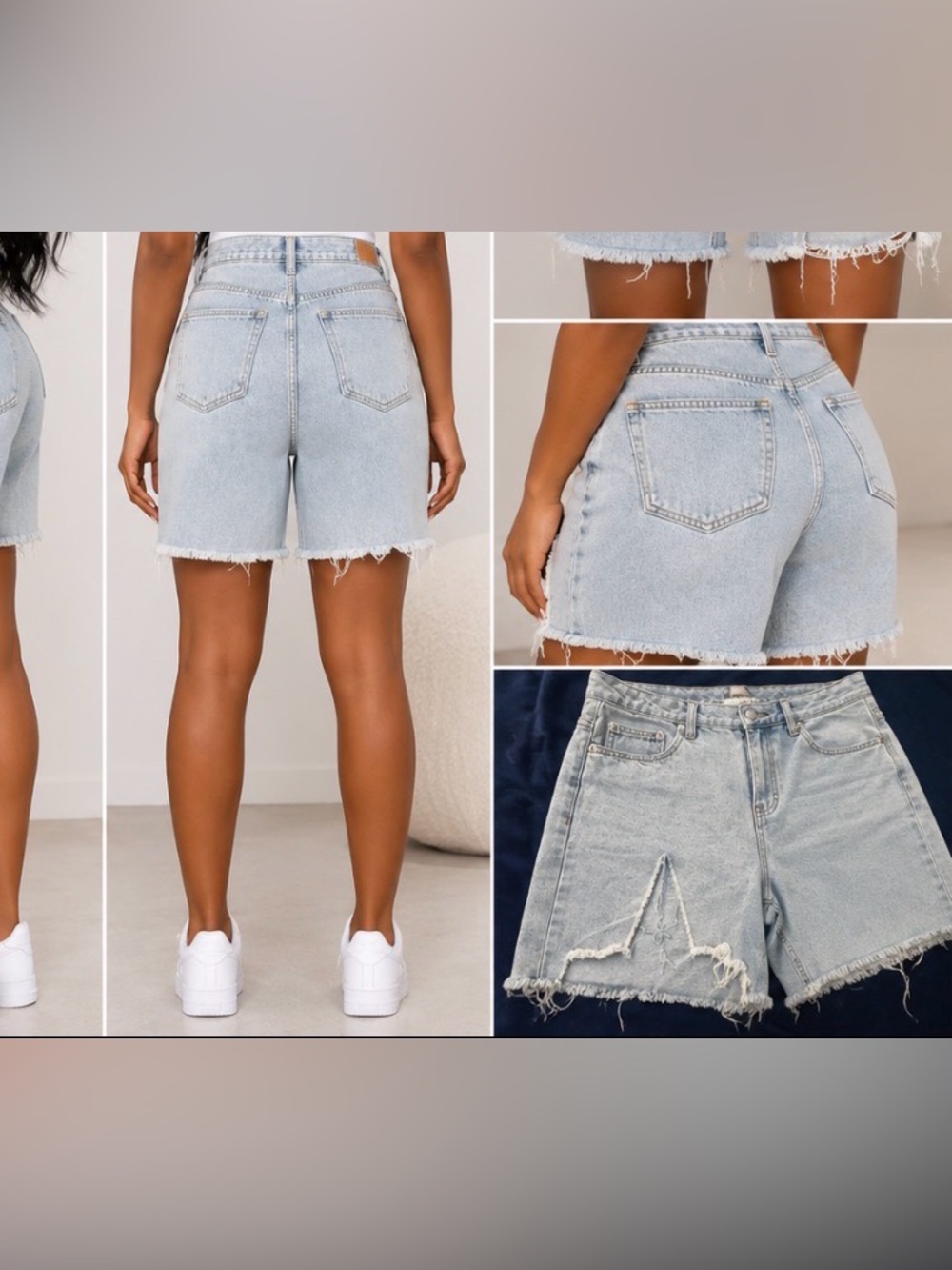 Princess Polly Light Blue High-Rise Frayed Hem Denim Shorts